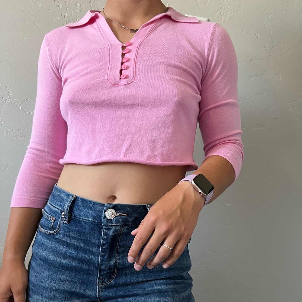 Pink Cropped Polo